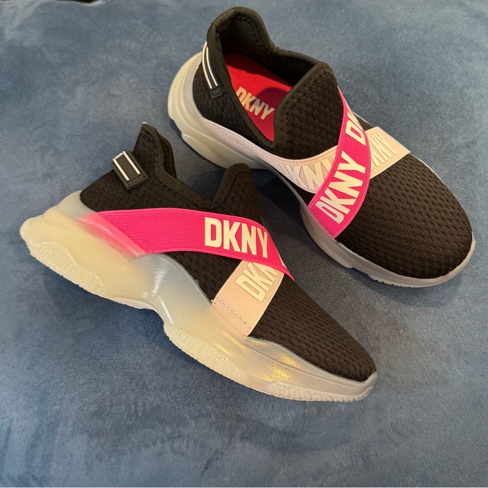 DKNY Black and Pink Shoes Slip On Girls Sneakers Size 1